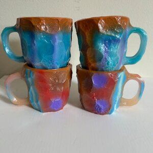 Mineral Crystal Resin Coffee Mugs Stainless Steel Set 4